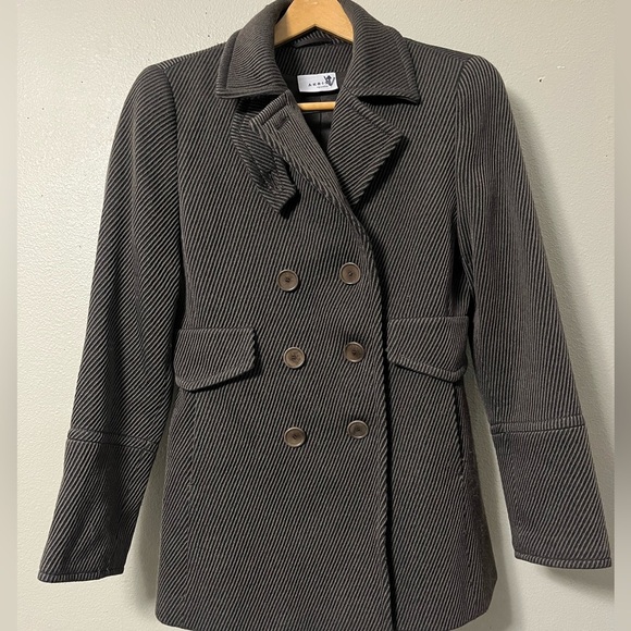 AKRIS Punto Wool Jacket 6 brown Striped Long Sleeve Textured Fabric Pockets - Picture 2 of 10